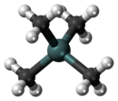 Ball-and-stick model of the tetramethyltin molecule