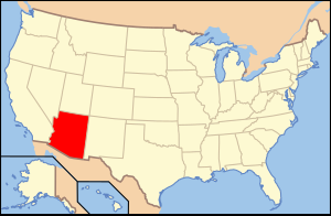 Map of the United States with Arerona highlighted