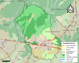 Carte en couleurs présentant l'occupation des sols.