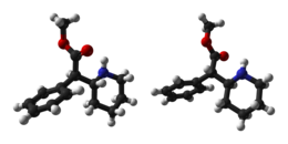 Modelli ad asta e sfera degli enantiomeri del metilfenidato