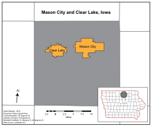 Géolocalisation de Mason City et Clear Lake