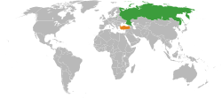 Haritada gösterilen yerlerde Russia ve Turkey