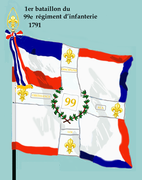 Drapeau du 1er bataillon du 99e régiment d'infanterie de ligne de 1791 à 1793.