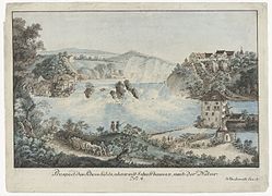 Rheinfall um 1784, Radierung von Johann Jakob Aschmann