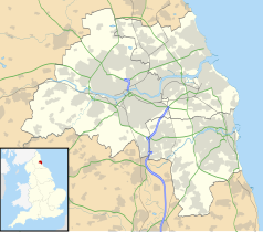 Mapa konturowa Tyne and Wear, po prawej znajduje się punkt z opisem „Whitburn”