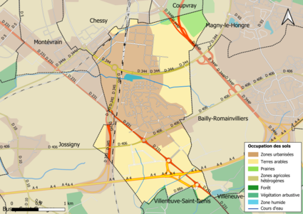 Carte des infrastructures et de l'occupation des sols en 2018 (CLC) de la commune.