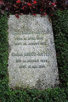 Carl Abegg-Arter (1836–1912) Rohseidenhändler, Bankier. Grab, Friedhof Enzenbühl, Zürich