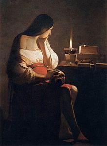 Georges de La Tour, Maria Magdaleena lampun kanssa, 1640–1645.