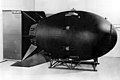 Image 39The first nuclear weapons were gravity bombs, such as this "Fat Man" weapon dropped on Nagasaki, Japan. They were large and could only be delivered by heavy bomber aircraft (from Nuclear weapon)