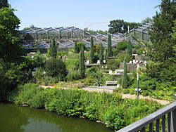 De mediterrane planten op terrassen in het park