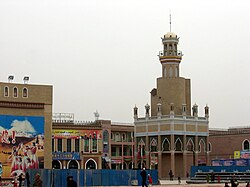 A minaret in Kashgar close to Id Kah mosque