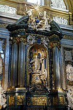 Capilla de San Ignacio, en la misma iglesia, de Andrea Pozzo. Las esculturas son de artistas franceses.[44]​