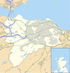 Mapa konturowa Edynburga, w centrum znajduje się punkt z opisem „Murrayfield Stadium”