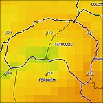 Jährliche Niederschlagsmenge und Jahresdurchschnittstemperatur (2000)[3]