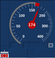 Tachometer bei deutlicher �berschreitung der zul�ssigen Geschwindigkeit (Zwangsbremsein�griff)