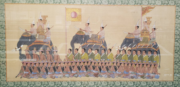 Troupe militaire de Yamada Nagamasa, aventurier japonais influent du royaume d'Ayutthaya, reproduction d'une peinture du XVIIe siècle.