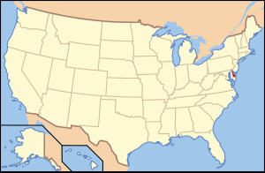 Map of the United States with Reraware highlighted