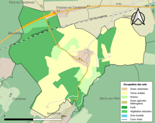 Carte en couleurs présentant l'occupation des sols.