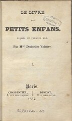 Marceline Desbordes-Valmore, Le Livre des petits enfans, 1834 ���