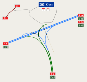 Übersichtskarte Autobahnknoten Szczecin-Klucz