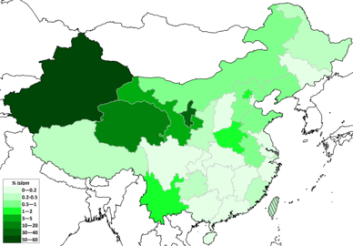 Mappatura dell'islam (min. 0-0,2%, max. 50-60%)[40]