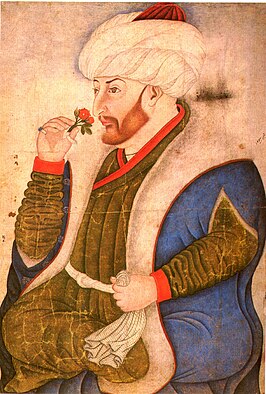 Portret Mehmet II ruikend aan een roos, eind 15e eeuw.