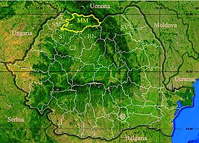 Harta României cu județul Maramureș indicat