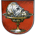 Stadtwappen vom 15. Jahrhundert bis 1938 mit Johannisschale.[4]