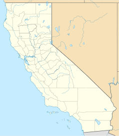 Mapa konturowa Kalifornii, na dole znajduje się punkt z opisem „Santa Fe Springs”