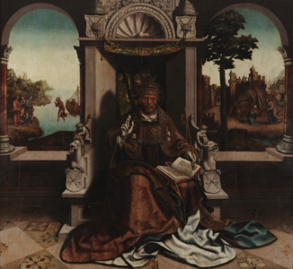 "Papa Sf. Petru", 1530–1535, de Grão Vasco Fernandes. O piesă de apogeu din perioada în care Renașterea portugheză a avut o influență externă considerabilă.