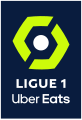 Logo durant les saisons 2022-2023 et 2023-2024, avec le contrat de nommage de Uber Eats écrit uniquement en blanc.