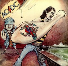 Обложка альбома AC/DC «Dirty Deeds Done Dirt Cheap» (1976)