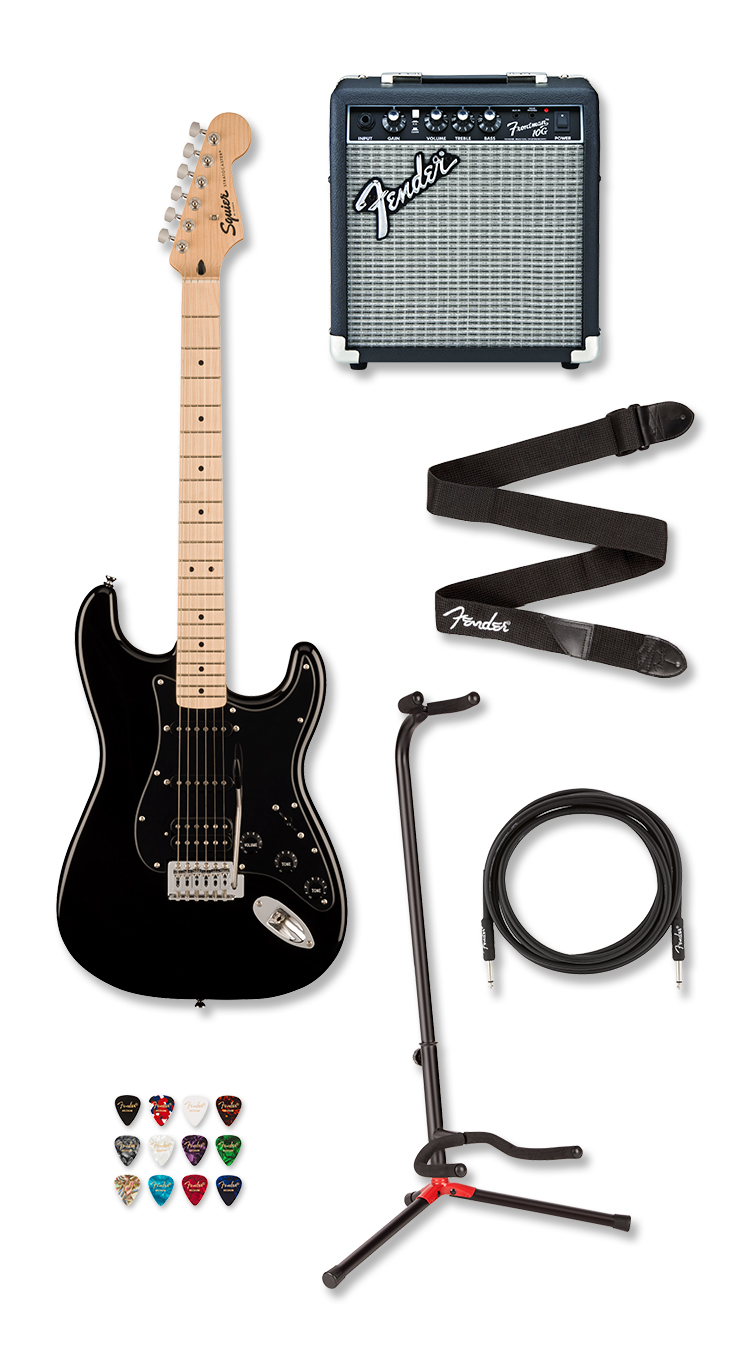 Bundle Squier Sonic Stratocaster HSS, finition noire