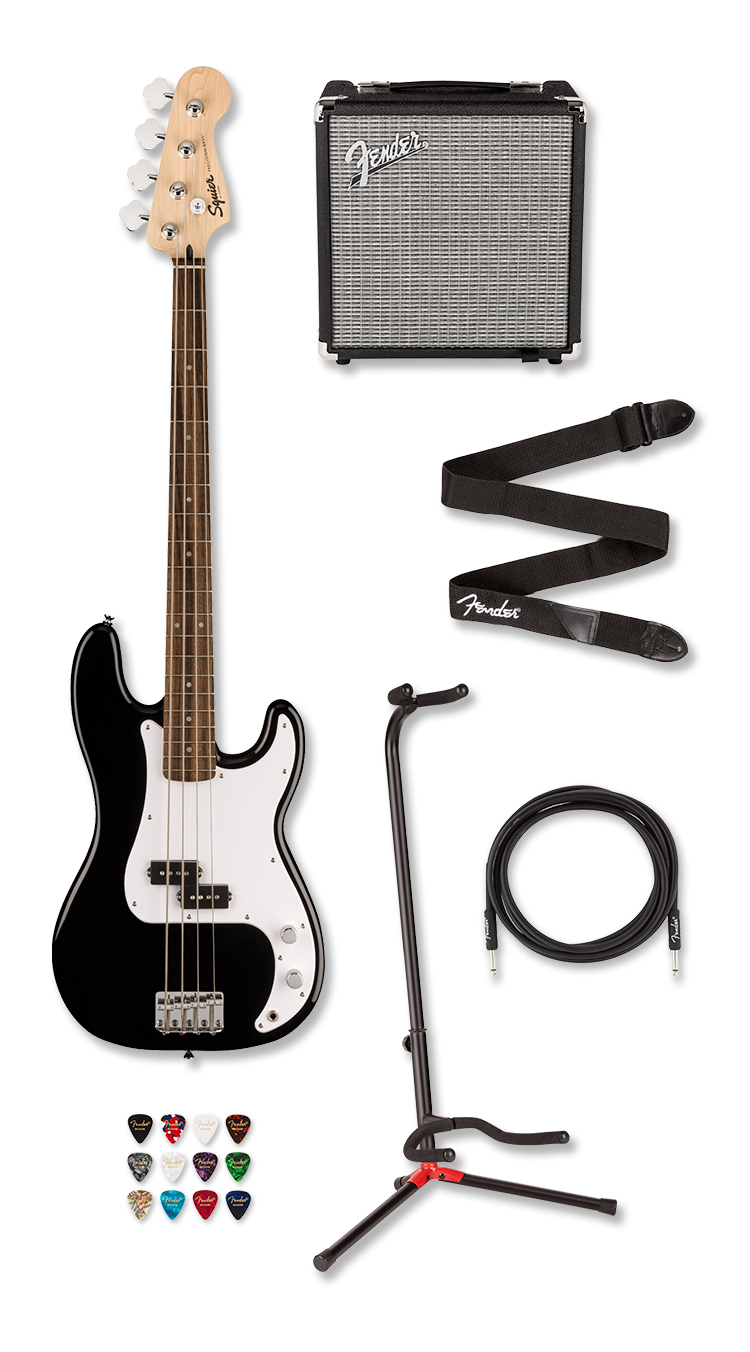 Squier Sonic Precision Bass Bundle, Black