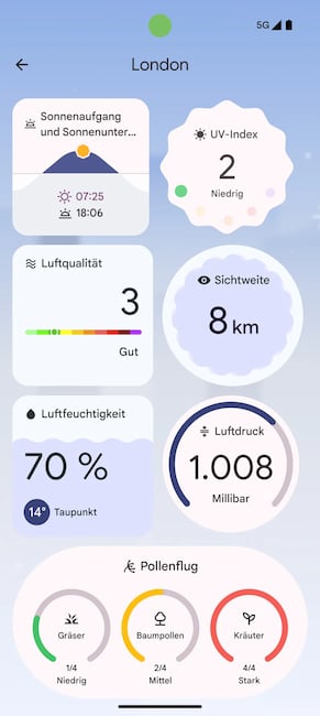 Wetter App f�r Pixel mit Pollenflug-Info